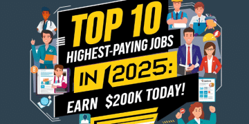 A poster for top 10 highest-paying jobs in 2025