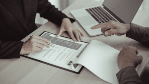 A recruiter interviewing a job applicant
