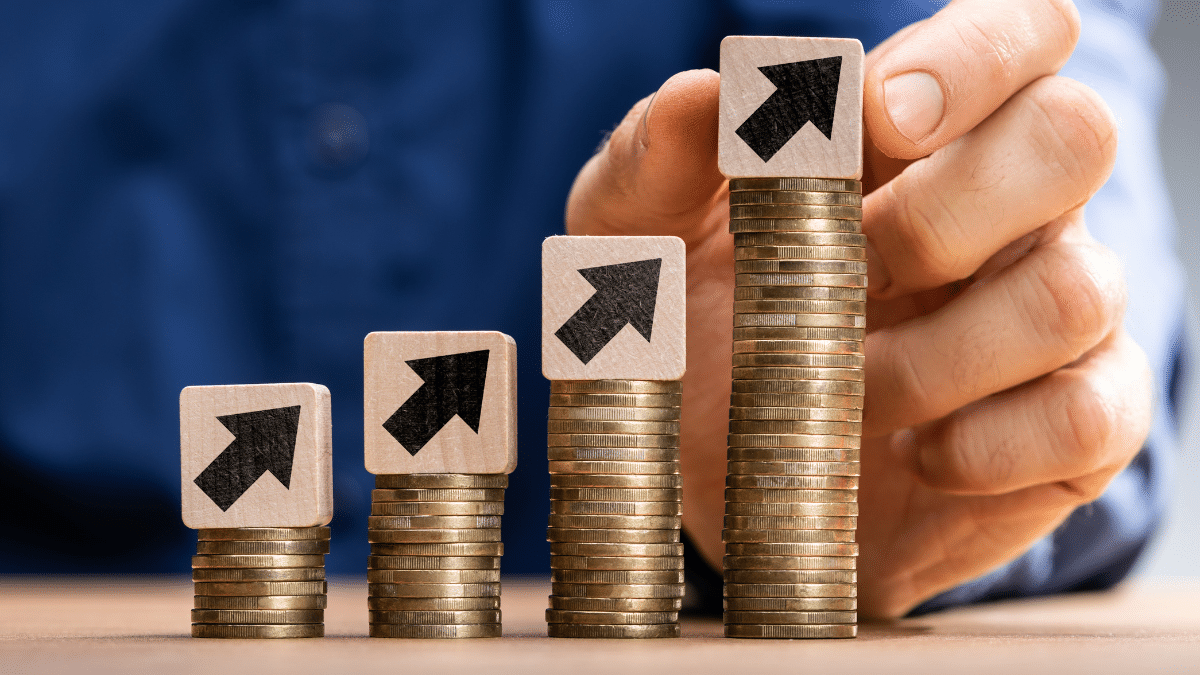 An illustration of money getting higher in value
