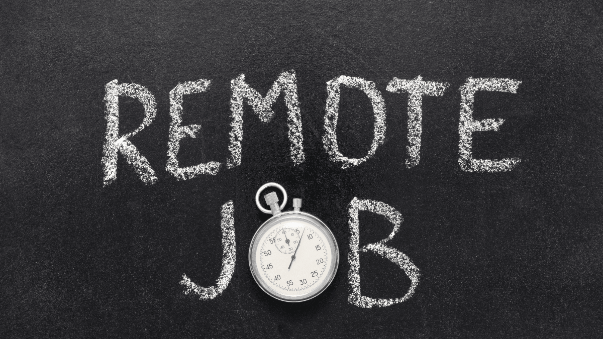 A blackboard with "remote job" written on it