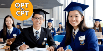 A poster about differentiating OPT vs. CPT visa for international students