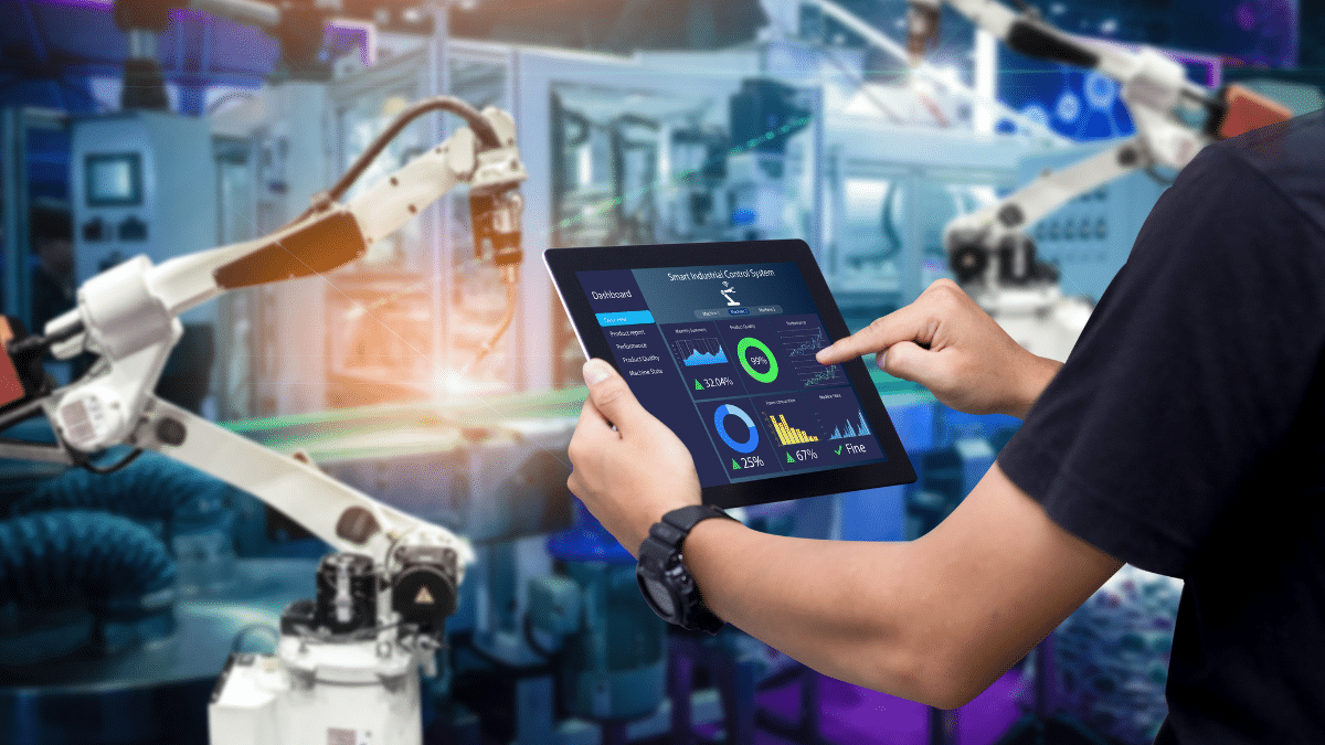 A man using an advanced tablet for tech and healthcare job