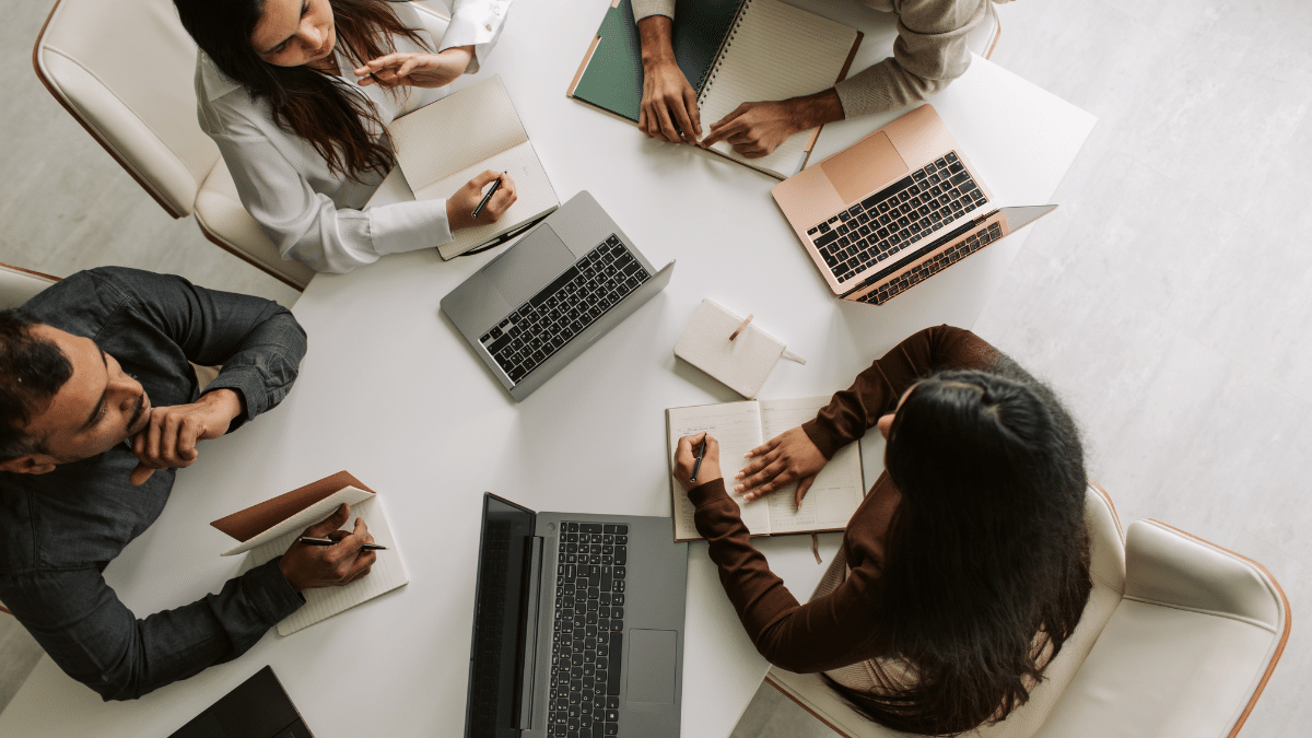 A group of full-time office employees