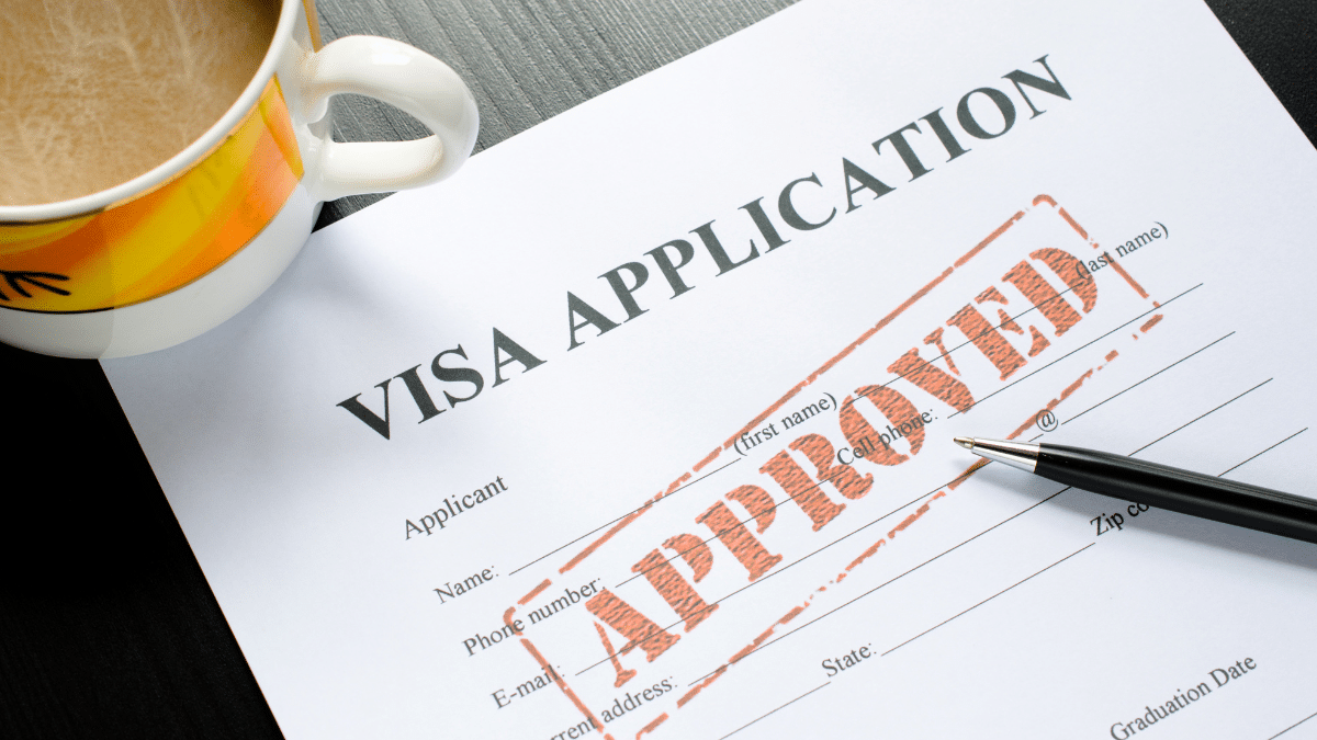 A visa application being approved