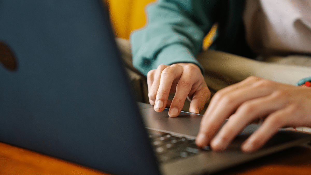 A person working on a laptop