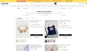 shein free trial website page.
