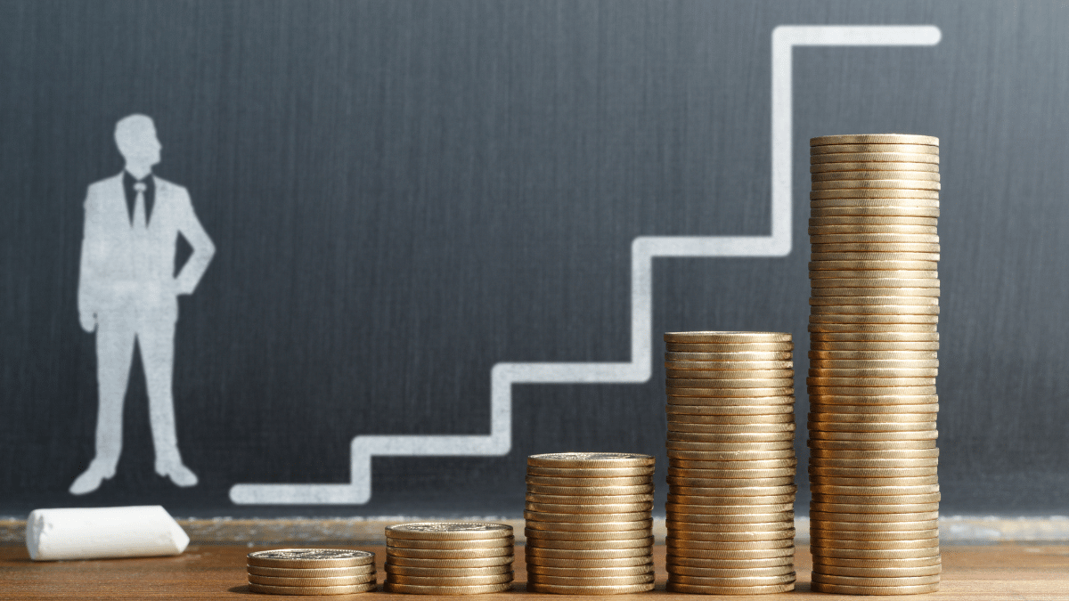 An employee about to climb the salary stairs