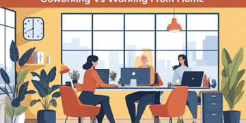 A poster about coworking vs working from home